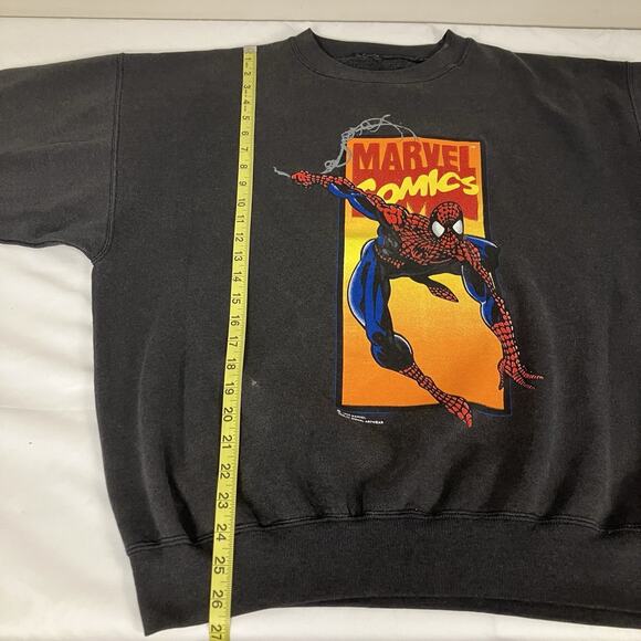 SPIDER-MAN Vintage 1993 Crewneck Pullover Sweatshirt Size XL Black - Picture 14 of 14